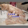 曲陽石雕定做晚霞紅生肖老虎雕塑，公園擺件天然石材雕塑